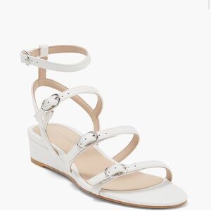 Stuart Weitzman‎ 'Grecian' Buckle Wedge Sandal White Womens 9B